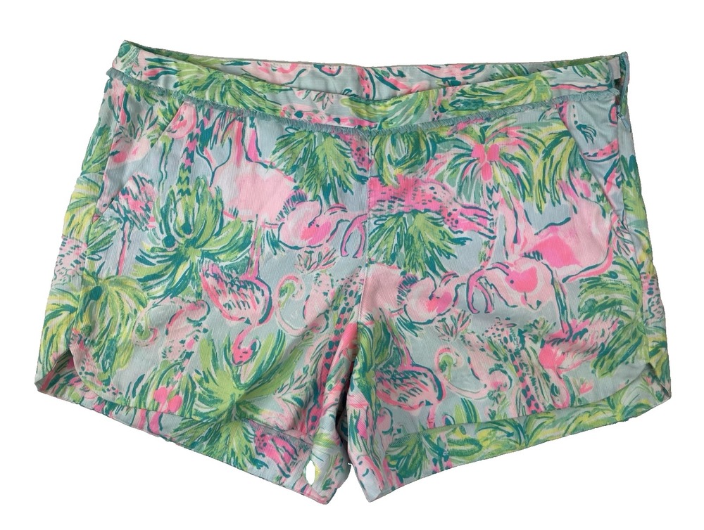 Lilly Pulitzer Adie Shorts Womenโs Size 8 Classic Fit Cotton Chino, Pockets EUC